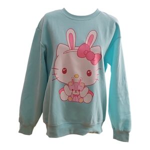 Hello Kitty Big Face Aqua Plush Sweatshirt